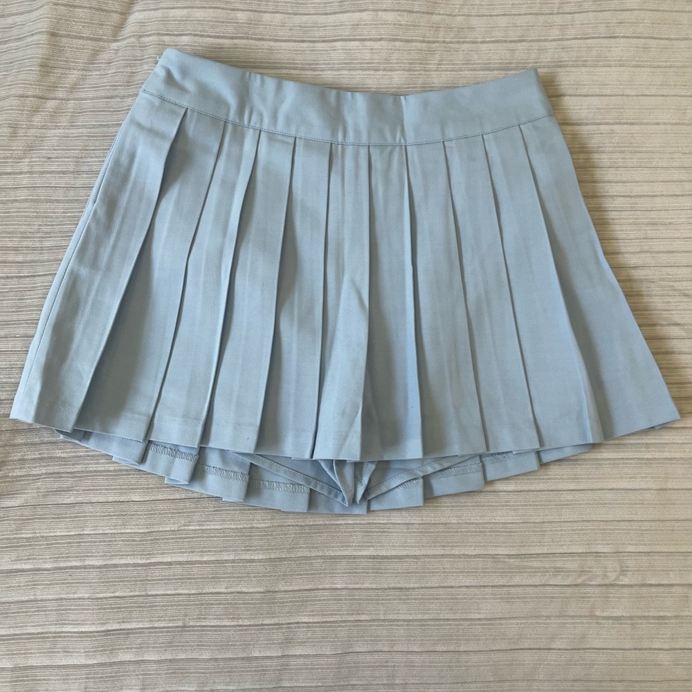 Baby Blue Pleated Mini Skirt w/ Built-In Shorts 💙
